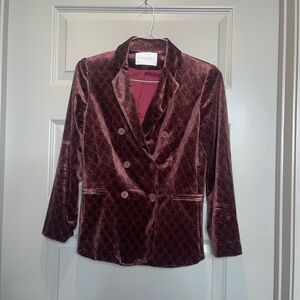 Carolina Belle Velvet Blazer in Deep Burgundy